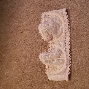 VS very sexy unlined lace balconet bra cream nude strapless